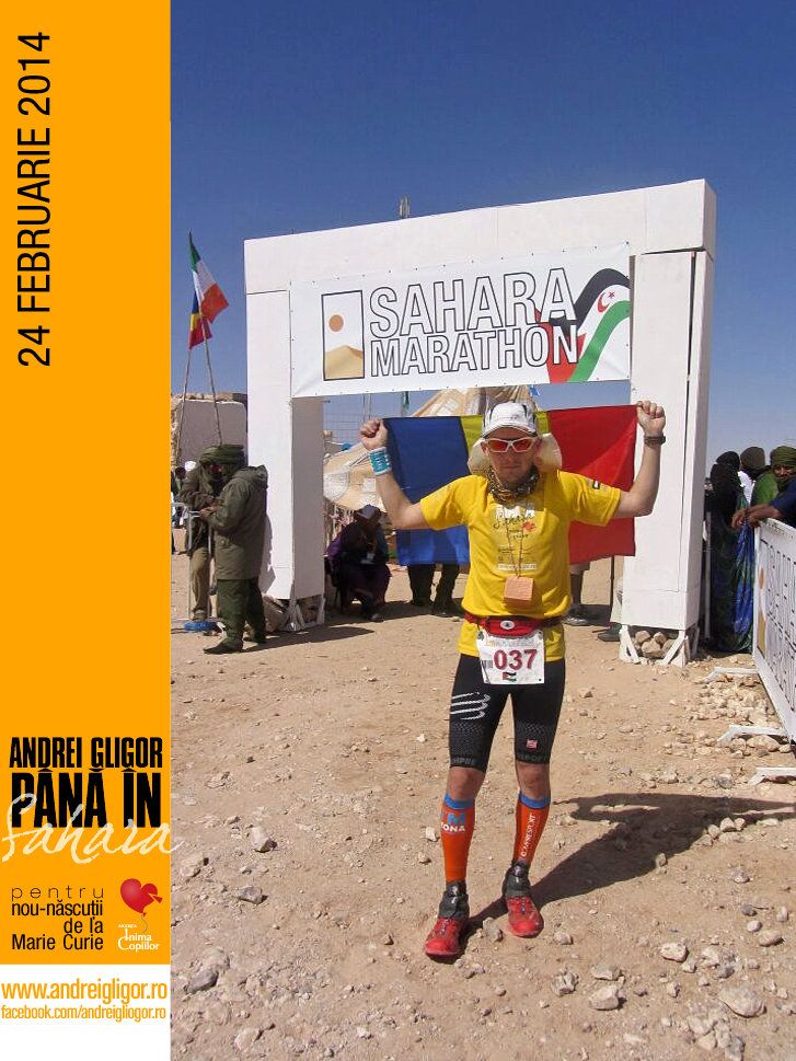 Andrei la finishul Sahara Marathon